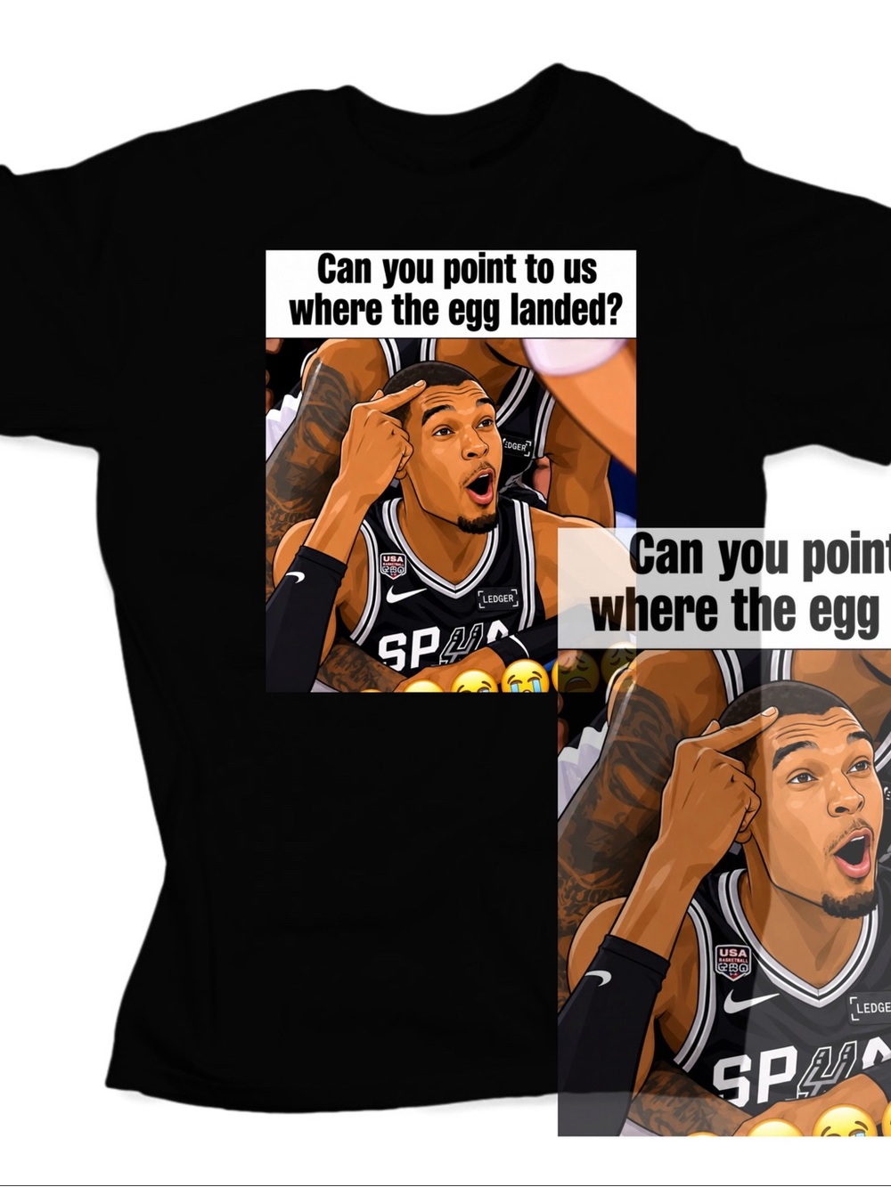 Can you point to us where the egg landed (Funny t-shirt) Unisex